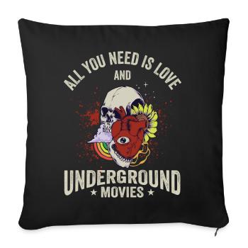 Underground Film, Independent Cinema, Horror - Sofakissenbezug 45 x 45 cm - Schwarz - Vorne