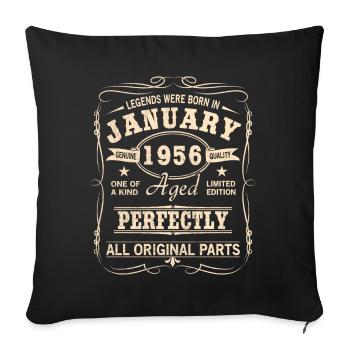 Vintage Jänner Januar 1956 Geburtstag - Sofakissenbezug 45 x 45 cm - Schwarz - Vorne