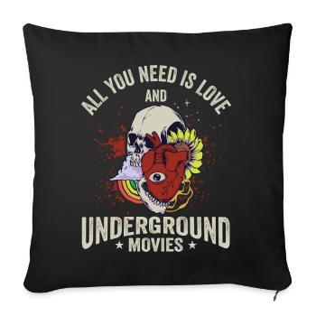 Underground Film, Independent Cinema, Horror - Sofakissenbezug 45 x 45 cm - Schwarz - Vorne