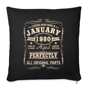 Millésime Janvier Janvier 1980 Anniversaire - Housse de coussin décorative 45 x 45 cm - noir - Devant