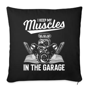 Muscel Car V8 Turbocompresseur Camion Voiture de course - Housse de coussin décorative 45 x 45 cm - noir - Devant