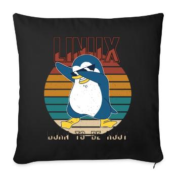 Linux Born To Be Root Cool Penguin Nerd Programmin - Housse de coussin décorative 45 x 45 cm - noir - Devant