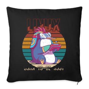 Linux Gamer Born To Be Root Cool Penguin Nerd Prog - Sofakissenbezug 45 x 45 cm - Schwarz - Vorne
