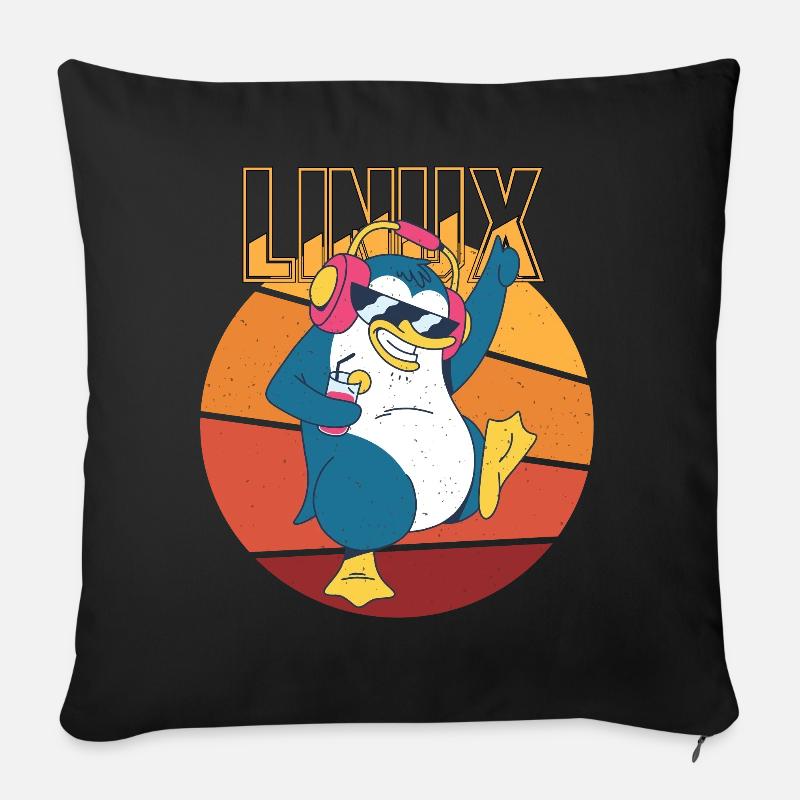 Party Linux Root Cool Penguin Nerd Game Programmer - Housse de coussin décorative 45 x 45 cm - noir
