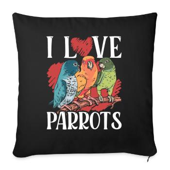 J’aime les perroquets animal de compagnie perroquet mignon - Housse de coussin décorative 45 x 45 cm - noir - Devant