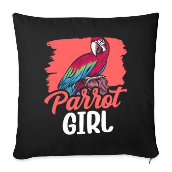 Parrot Girl Cute Animal Parrots Pet - Sofa pillowcase 17,3'' x 17,3'' (45 x 45 cm) - black - Front