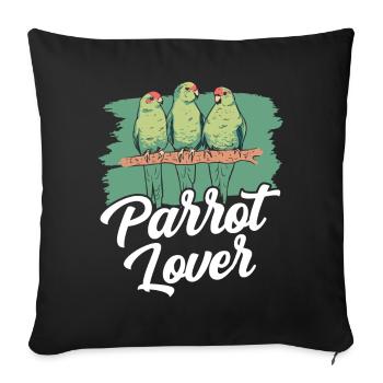Amoureux des perroquets Mignon Animal Perroquet Pet - Housse de coussin décorative 45 x 45 cm - noir - Devant