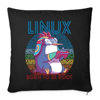 Linux Gamer Penguin Root Party Geek Programmer Adm - Sofakissenbezug 45 x 45 cm - Schwarz - Vorne