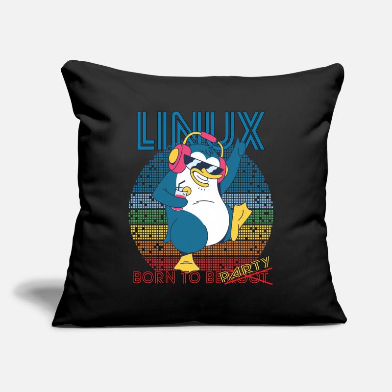 Linux Party Born To Be Root Geek Game Programmer A Housse de coussin décorative 45 x 45 cm