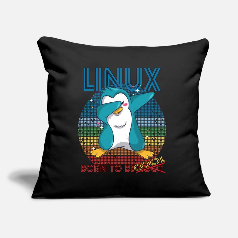 Linux Cool Born To Be Root Cute Penguin Geek Admin Housse de coussin décorative 45 x 45 cm