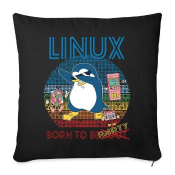 Retro Gamer Linux né pour être Root Geek Admin Pengu - Housse de coussin décorative 45 x 45 cm - noir - Devant