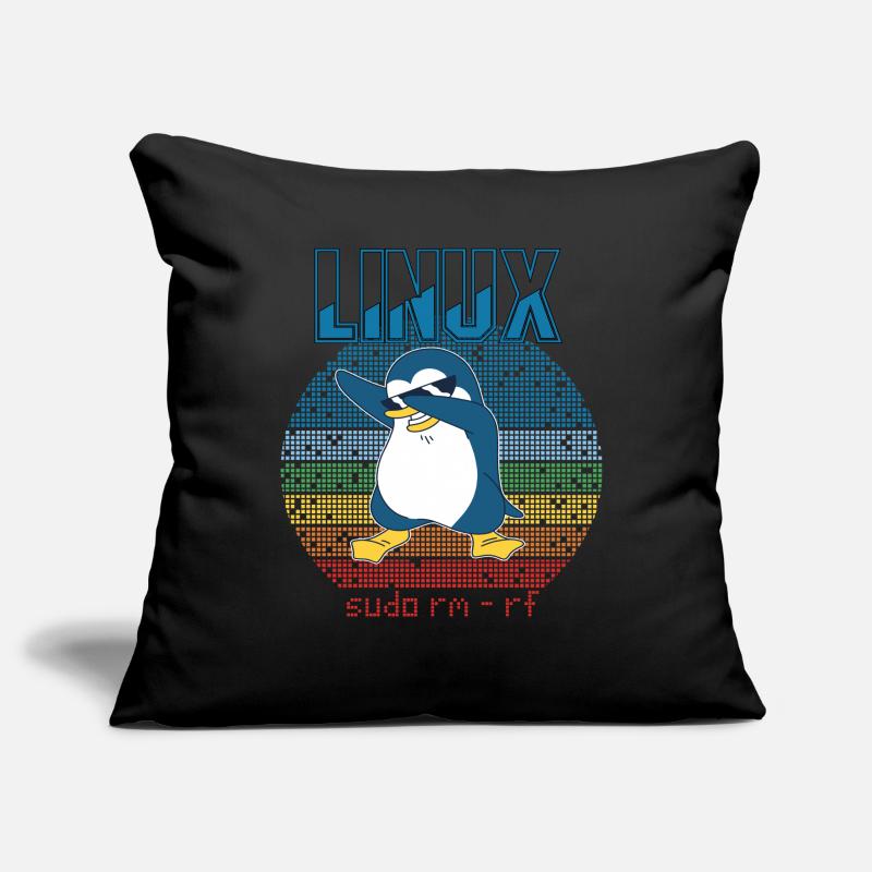 Linux sudo root geek admin pingouin nerd programmeur Housse de coussin décorative 45 x 45 cm
