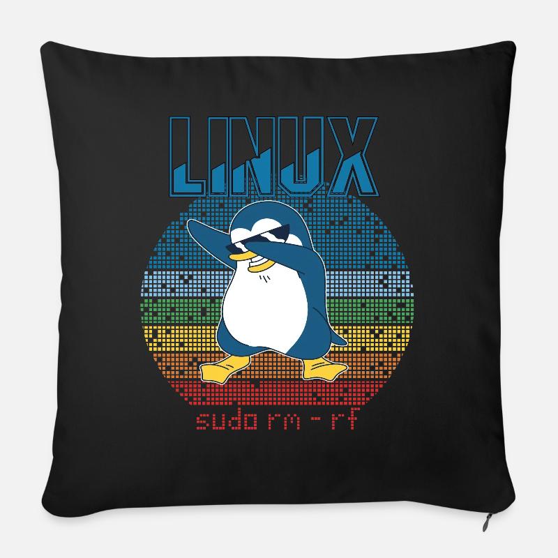 Linux Sudo Root Geek Admin Penguin Nerd Programmer - Sofakissenbezug 45 x 45 cm - Schwarz