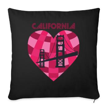 Cœur de San Francisco Golden Gate Bridge Calife d’amour - Housse de coussin décorative 45 x 45 cm - noir - Devant