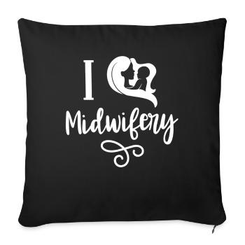I Love Midwifery Obstetrics Midwifery Profession - Sofa pillowcase 17,3'' x 17,3'' (45 x 45 cm) - black - Front