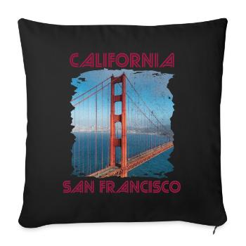 California Love San Francisco Golden Gate Bridge-A - Housse de coussin décorative 45 x 45 cm - noir - Devant