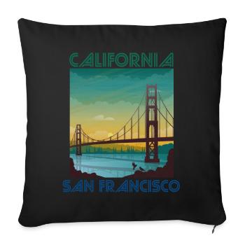 Californie San Francisco vacances Golden Gate Brid - Housse de coussin décorative 45 x 45 cm - noir - Devant