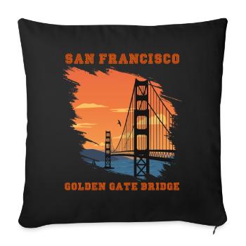 Golden Gate Bridge San Francisco Souvenir Californie - Housse de coussin décorative 45 x 45 cm - noir - Devant
