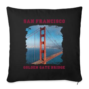 Golden Gate Bridge Souvenir San Francisco Californie - Housse de coussin décorative 45 x 45 cm - noir - Devant
