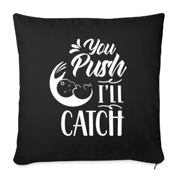 Vous appuyez sur J’attrape la profession de sage-femme - Housse de coussin décorative 45 x 45 cm - noir - Devant