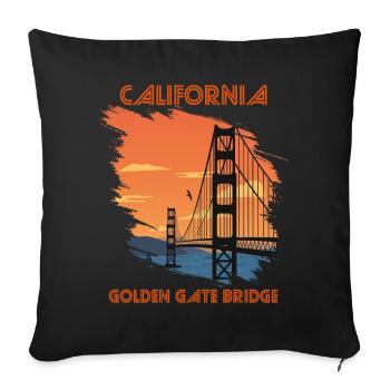 Golden Gate Bridge à San Francisco California Sun - Housse de coussin décorative 45 x 45 cm - noir - Devant