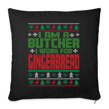 Butcher Christmas Saying - Sofa pillowcase 17,3'' x 17,3'' (45 x 45 cm) - black - Front