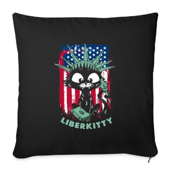 Chat Statue de la Liberté Liberkitty - Housse de coussin décorative 45 x 45 cm - noir - Devant