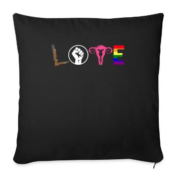 AMOUR LGBT Pride Droits de l’homme Utérus - Housse de coussin décorative 45 x 45 cm - noir - Devant