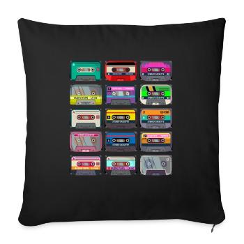 Cassette Mixtape - Sofa pillowcase 17,3'' x 17,3'' (45 x 45 cm) - black - Front