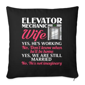 Elevator Elevator System Technician Woman Elevator Elevator - Sofa pillowcase 17,3'' x 17,3'' (45 x 45 cm) - black - Front