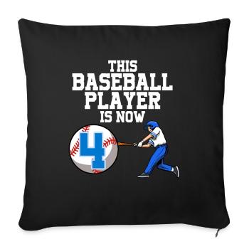 Baseball Player This Baller Is 4 Birthday Baseball - Sofa pillowcase 17,3'' x 17,3'' (45 x 45 cm) - black - Front