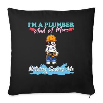 Je suis plombier et maman rien ne me fait peur - Housse de coussin décorative 45 x 45 cm - noir - Devant