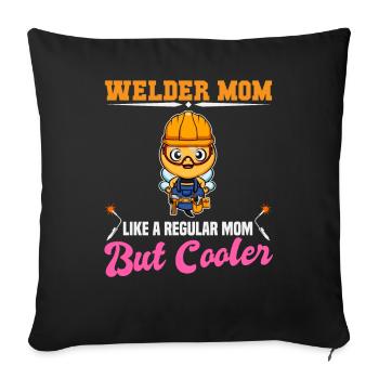 Maman soudeuse comme une maman régulière mais plus cool - Housse de coussin décorative 45 x 45 cm - noir - Devant