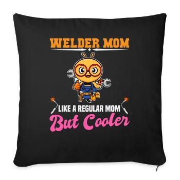 Maman soudeuse comme une maman régulière mais plus cool - Housse de coussin décorative 45 x 45 cm - noir - Devant