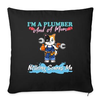 Je suis plombier et maman rien ne me fait peur - Housse de coussin décorative 45 x 45 cm - noir - Devant