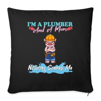 Je suis plombier et maman rien ne me fait peur - Housse de coussin décorative 45 x 45 cm - noir - Devant