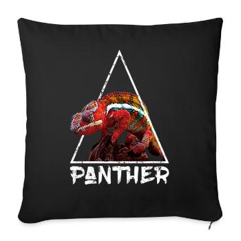 Panthère caméléon Géométrique en détresse - Housse de coussin décorative 45 x 45 cm - noir - Devant