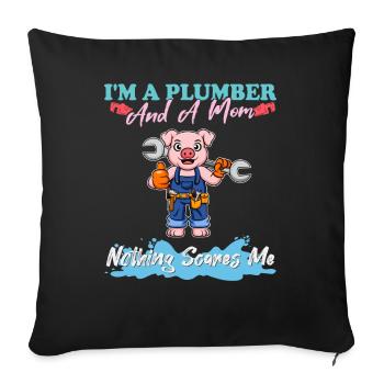 Je suis plombier et maman rien ne me fait peur - Housse de coussin décorative 45 x 45 cm - noir - Devant