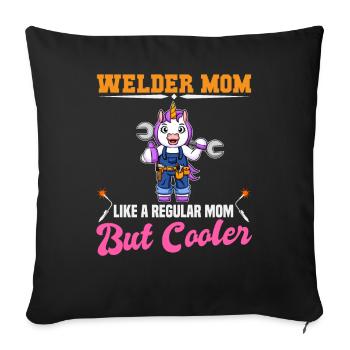 Maman soudeuse comme une maman régulière mais plus cool - Housse de coussin décorative 45 x 45 cm - noir - Devant