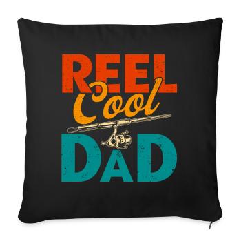 Reel Cool Dad Fishing Father - Sofa pillowcase 17,3'' x 17,3'' (45 x 45 cm) - black - Front