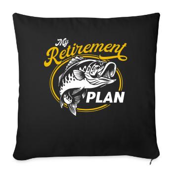 Pêcher mon plan pour la retraite - Housse de coussin décorative 45 x 45 cm - noir - Devant