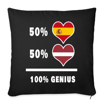 Génie de la Lettonie et de l’Espagne / cadeau - Housse de coussin décorative 45 x 45 cm - noir - Devant