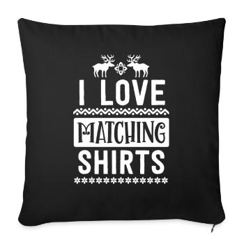 J’aime les chemises de Noël assorties couple femme - Housse de coussin décorative 45 x 45 cm - noir - Devant