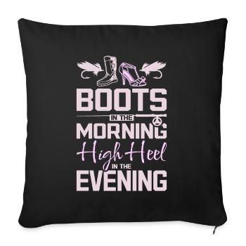 Boots in the morning high heel fly fishing - Sofa pillowcase 17,3'' x 17,3'' (45 x 45 cm) - black - Front