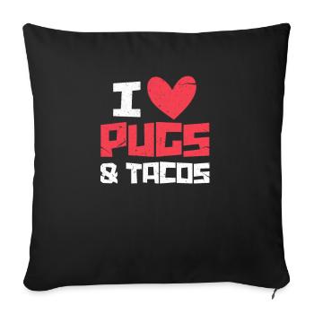 Pug Tacos - Sofa pillowcase 17,3'' x 17,3'' (45 x 45 cm) - black - Front