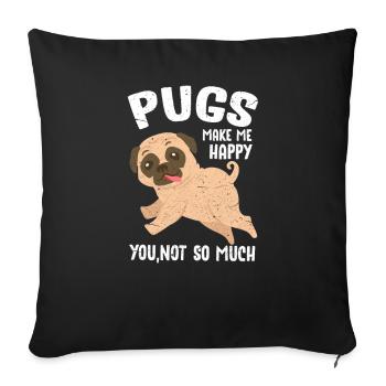 Pug - Sofa pillowcase 17,3'' x 17,3'' (45 x 45 cm) - black - Front