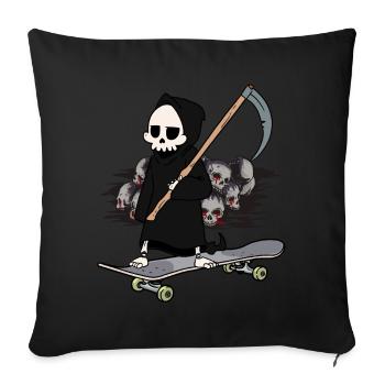 Skateboard Grim Reaper Closing Time End Horror Death - Sofa pillowcase 17,3'' x 17,3'' (45 x 45 cm) - black - Front