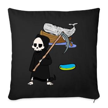 Marine mammals Whale Fish Grim Reaper Environmental protection - Sofa pillowcase 17,3'' x 17,3'' (45 x 45 cm) - black - Front