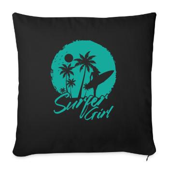 Surfer Girl Surfing Water Sports Wind - Sofa pillowcase 17,3'' x 17,3'' (45 x 45 cm) - black - Front