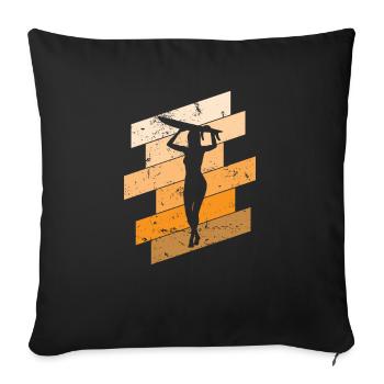 Surfing Woman with Surfboard Surfing Wind - Sofa pillowcase 17,3'' x 17,3'' (45 x 45 cm) - black - Front